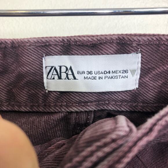 Zara Jeans Mauve Purple High Rise Flare Retro Rigid Denim Casual Women Size 4 - Picture 5 of 7